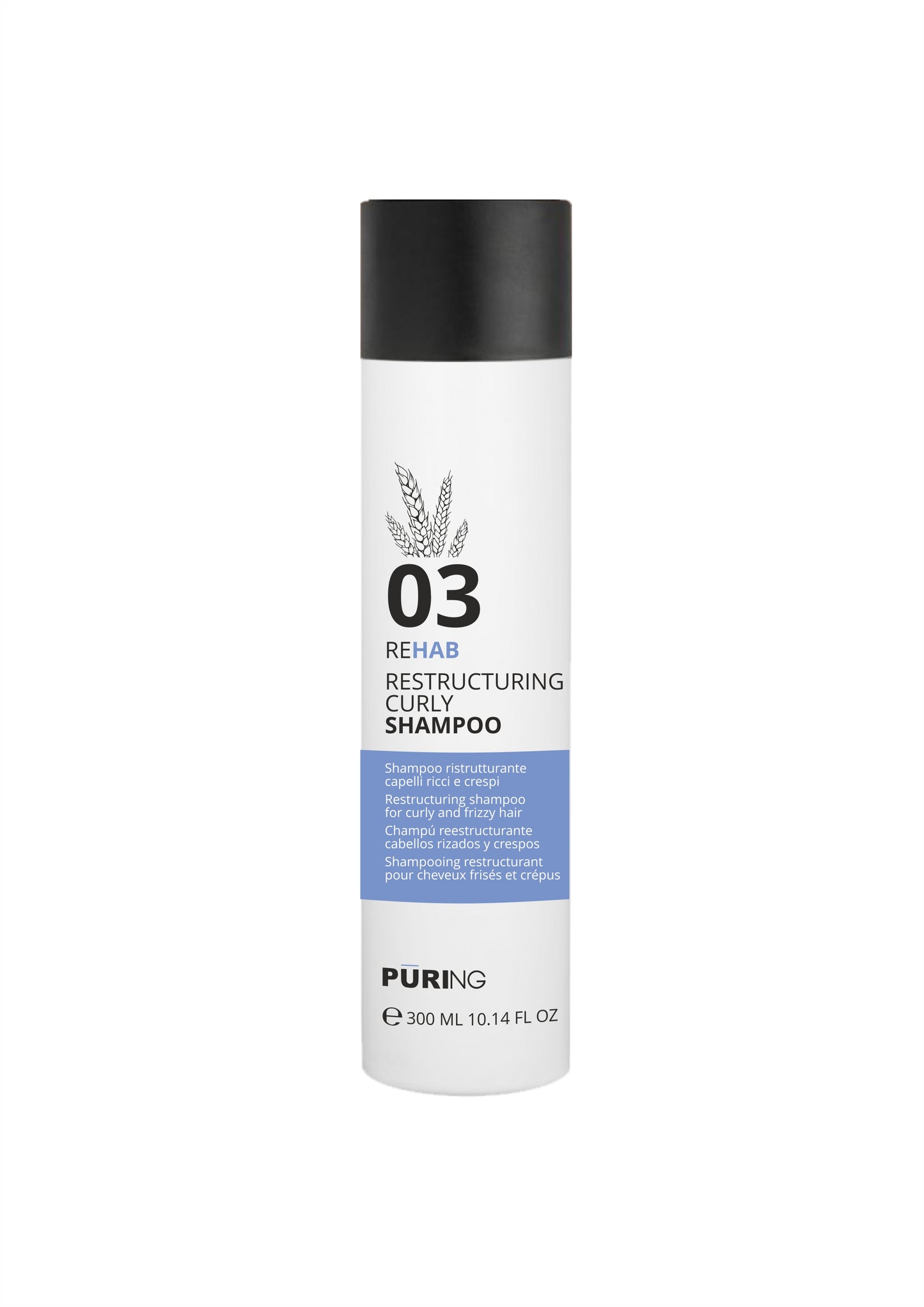 Shampoo Reestruturante Cabelos Encaracolados e Crespos Rehab Puring