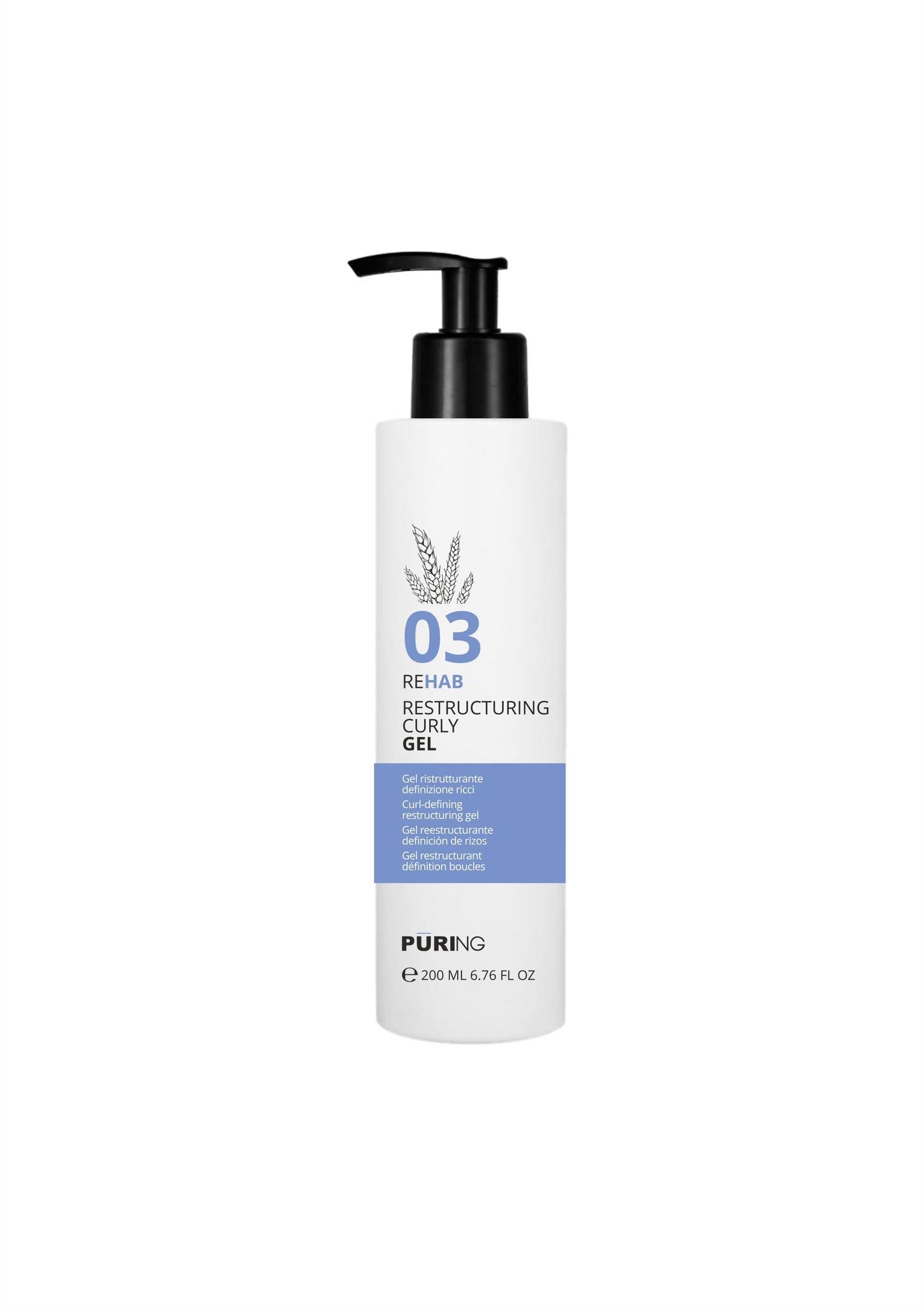 Gel Reestruturante Cabelos Encaracolados e Crespos 200 ml Rehab Puring