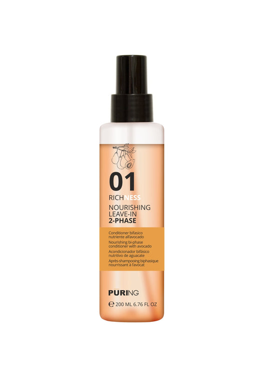 Condicionador Bifásico Sem Enxaguar Cabelos Secos e Tratados 200 ml Richness Puring